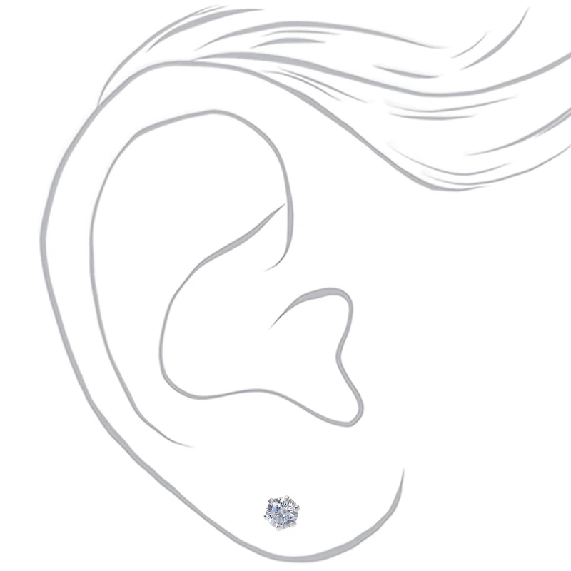 C LUXE by Claire's Sterling Silver Cubic Zirconia 4mm Round Stud Earrings