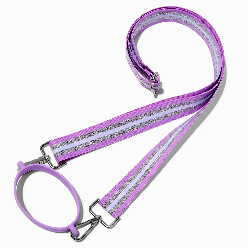 Light Purple & White Striped Crossbody Water Bottle Strap