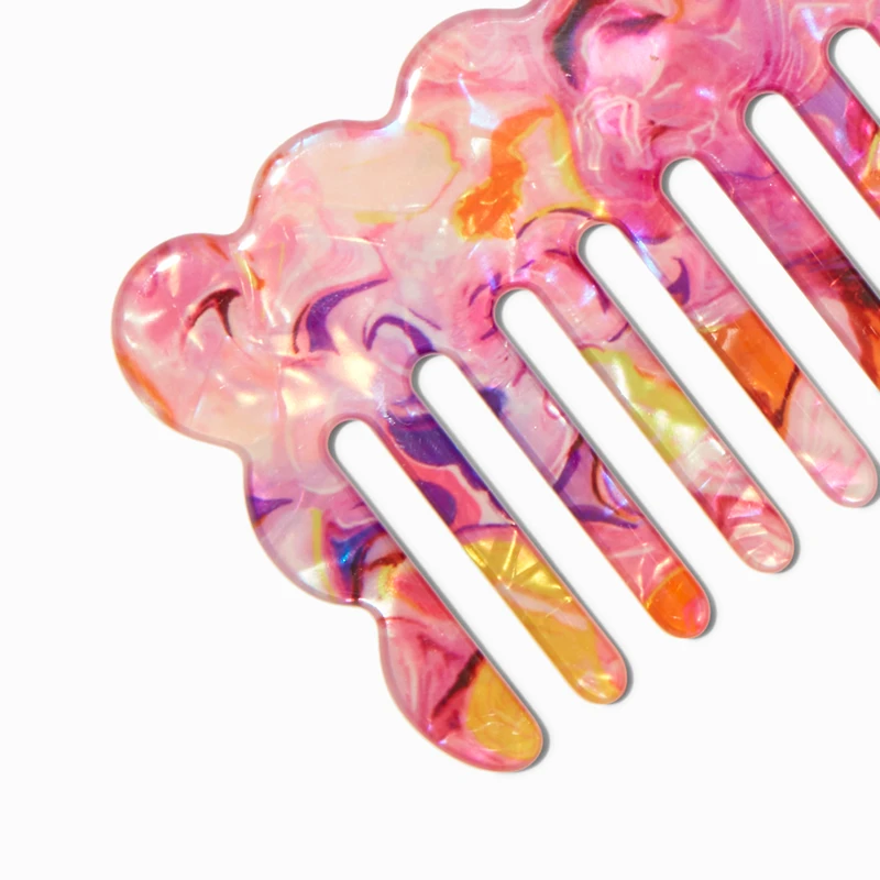 Multicolored Scalloped Hair Comb
