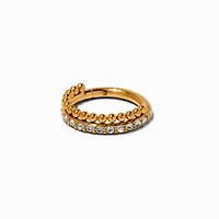 16G Gold-tone Titanium Crystals & Balls Nose Hoop