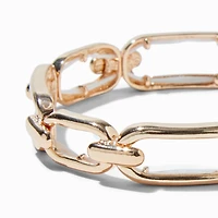 Gold-tone Rectangular Chain Link Stretch Bracelet