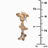Gold 1.5" Butterfly Clip-On Drop Earrings