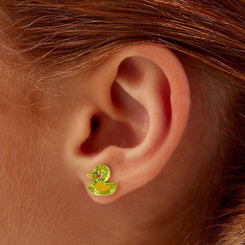 Yellow Rubber Duck Acrylic Stud Earrings 