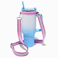 Light Pink & White Striped Crossbody Water Bottle Strap