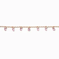 Pink Cubic Zirconia Confetti Charm Gold-tone Chain Bracelet