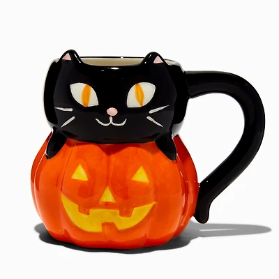 Black Cat & Jack-o-Lantern Ceramic Mug