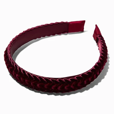 Maroon Velvet Braided Headband