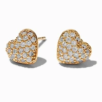 C LUXE by Claire's 18kt Gold Plated Cubic Zirconia Puffy Heart Stud Earrings