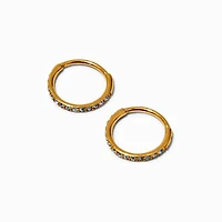 C LUXE by Claire's Gold-tone Titanium 8mm Crystal Huggie Hoop Earrings