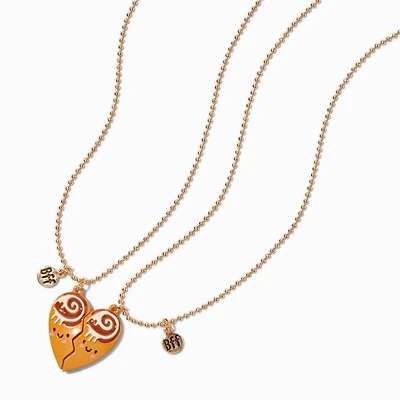 Best Friends Cinnamon Roll Heart Pendant Necklaces - 2 Pack