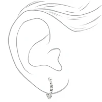 C LUXE by Claire's Sterling Silver 12mm Crystal Embellished Hoop Earrings