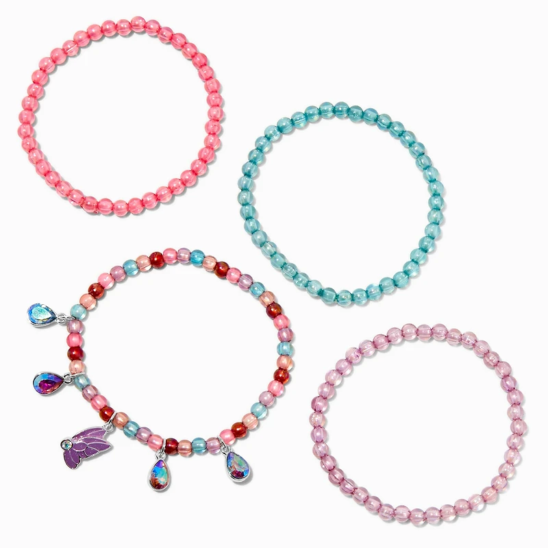 Claire's Club Butterfly Beaded Stretch Bracelets - 4 Pack