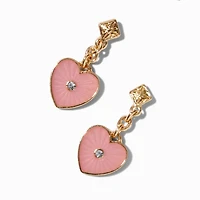 Blush Pink Heart Micro Drop Earrings