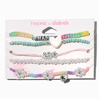 T H E M E x Claire's ''Happy'' Beaded Bracelet Set - 5 Pack