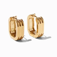 Gold-tone Stainless Steel Textured U-Shape Hoop Earrings