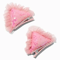 Claire's Club Pink Sequin Cat Ears Hair Clips - 2 Pack