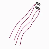 Pink Rhinestone Faux Hair Clip In Extensions - 2 Pack