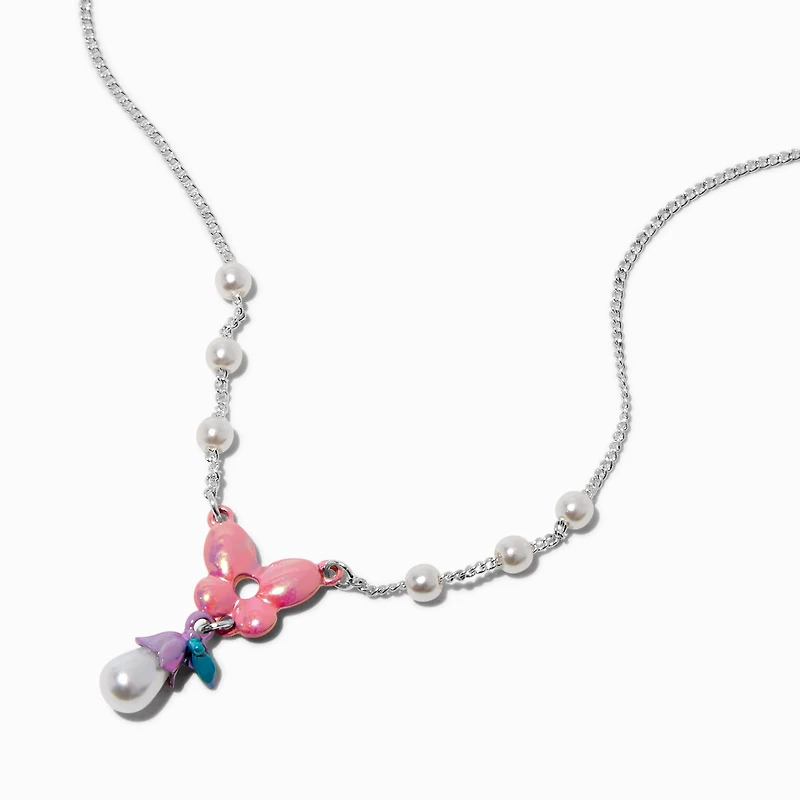 Claire's Club Butterfly Pearl Pendant Necklace