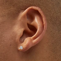 Silver-tone Cubic Zirconia 3mm Trillion Stud Earrings