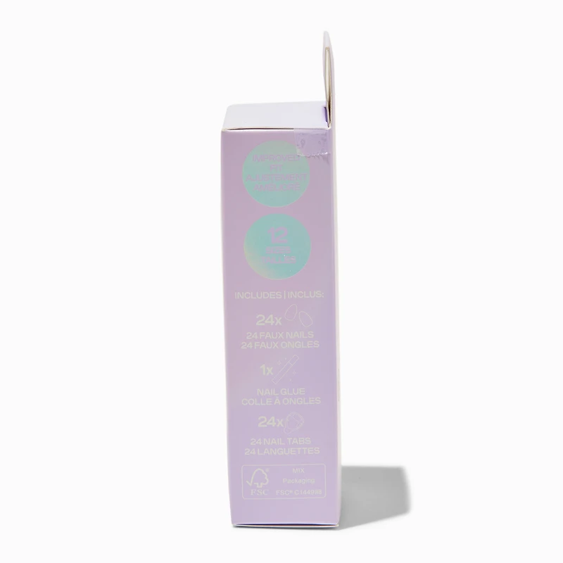 Rainbow Swirl Almond Vegan Faux Nail Set - 24 Pack