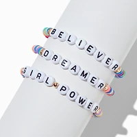 Claire's Club Inspirational Words Rainbow Heishi Bead Stretch Bracelets - 3 Pack
