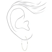 Silver-tone Graduated Crystal Mixed Hoop & Stud Earrings - 9 Pack