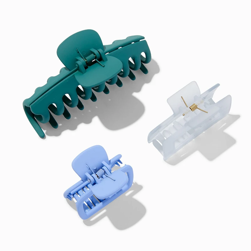 Mixed Green Rectangular Hair Claws - 3 Pack