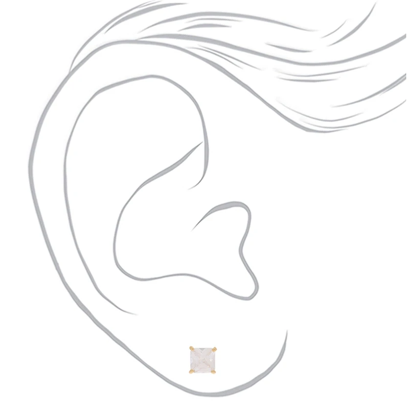 C LUXE by Claire's 18kt Gold Plated Cubic Zirconia 7mm Square Stud Earrings