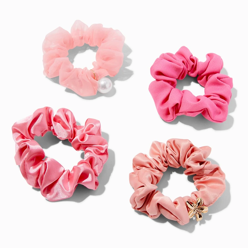 Coral Mixed Hair Scrunchies - 4 Pack