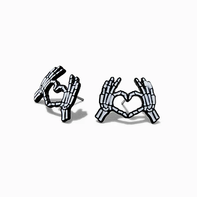 Skeleton Hand Heart Halloween Stud Earrings
