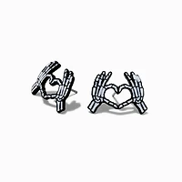 Skeleton Hand Heart Halloween Stud Earrings