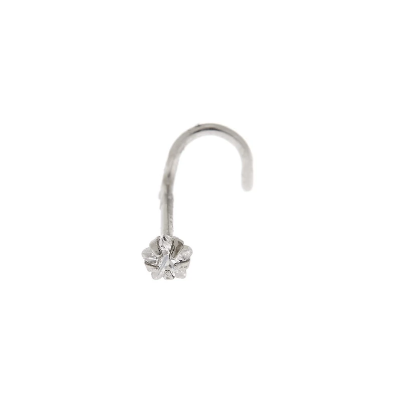 20G Silver-tone Stainless Steel Cubic Zirconia Star Nose Stud
