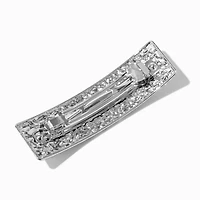Silver-tone Sprinkle Textured Rectangle Hair Barrette