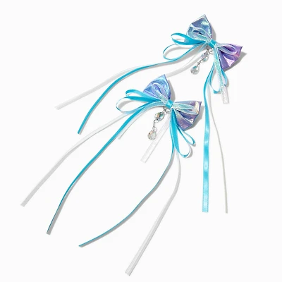 Claire's Club Gemstone Dangler Shimmer Hair Bow Clips - 2 Pack