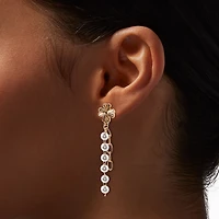 Gold-tone Clover Pearl Chain Drop Earrings 