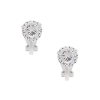 Silver-tone Cubic Zirconia Round 7mm Clip-On Earrings
