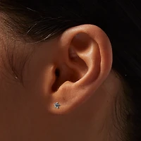 C LUXE by Claire's Silver-tone Titanium Cubic Zirconia Micro Daisy Flat Back Stud Earrings