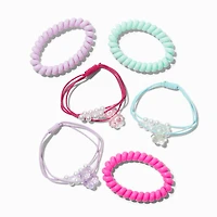 Teddy Bear Charm Mixed Hair Ties - 6 Pack
