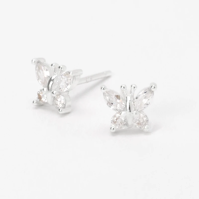 C LUXE by Claire's Sterling Silver Cubic Zirconia Butterfly Stud Earrings