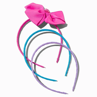 Claire's Club Pink Loopy Bow, Solid Purple & Blue Headbands - 3 Pack