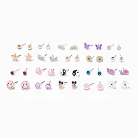 Mixed Metal Icon Stud Earrings - 20 Pack