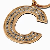Gold-tone Bedazzled Initial Keychain