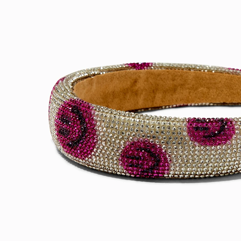 Pink Happy Face Crystal Embellished Headband