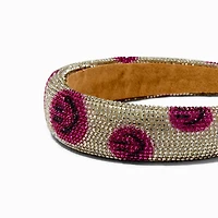 Pink Happy Face Crystal Embellished Headband