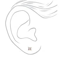 Rose Gold Cubic Zirconia 4mm Square Stud Earrings