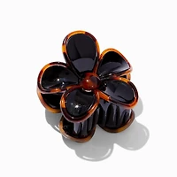 Black Tortoiseshell Lined Flower Hair Claw 