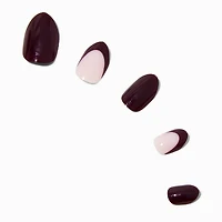 Burgundy French Tip Stiletto Press On Vegan Faux Nail Set - 24 Pack