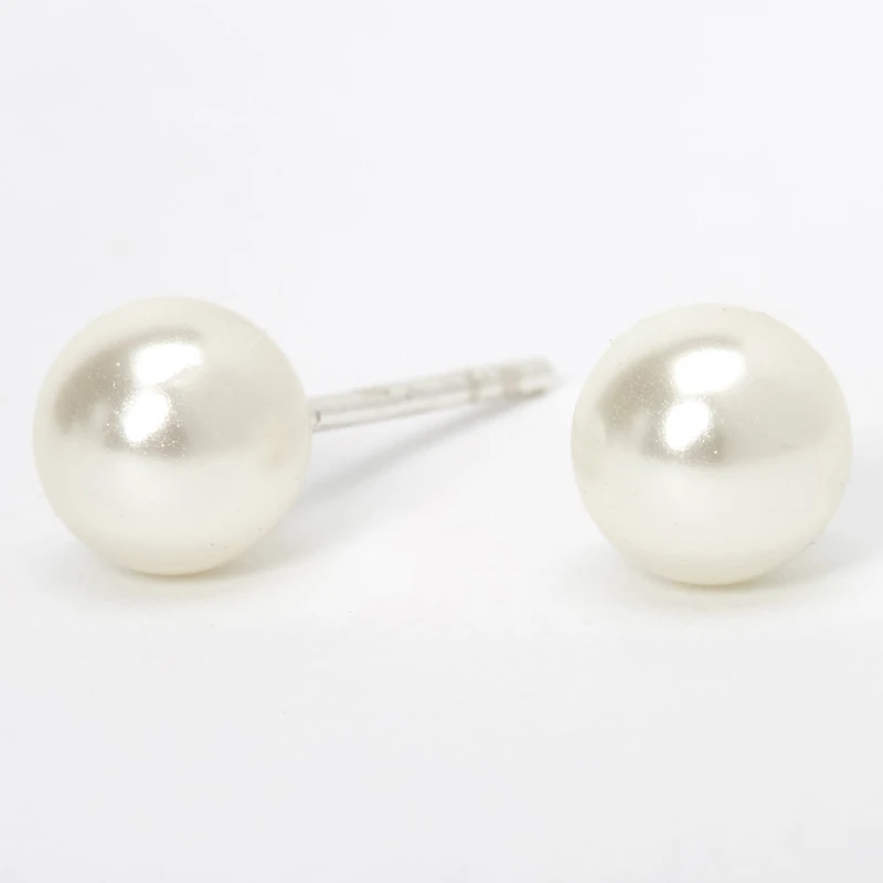 Sterling Silver 6MM Pearl Stud Earrings