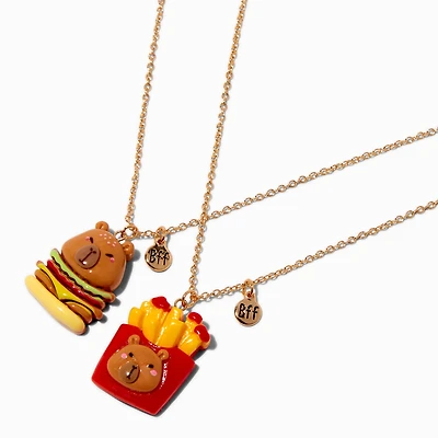 Best Friends Capybara Burger & Fries Pendant Necklaces - 2 Pack