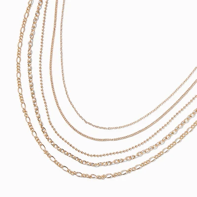 Gold-tone Mixed Multi-Strand Chain Necklace